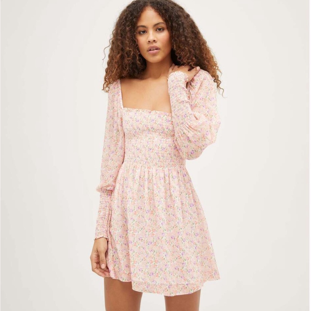 Hill House The Grace Mini Nap Dress - Pansy in Pink Multi Georgette